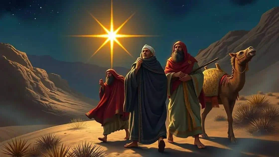 Traditional Magi illustration in a desert landscape