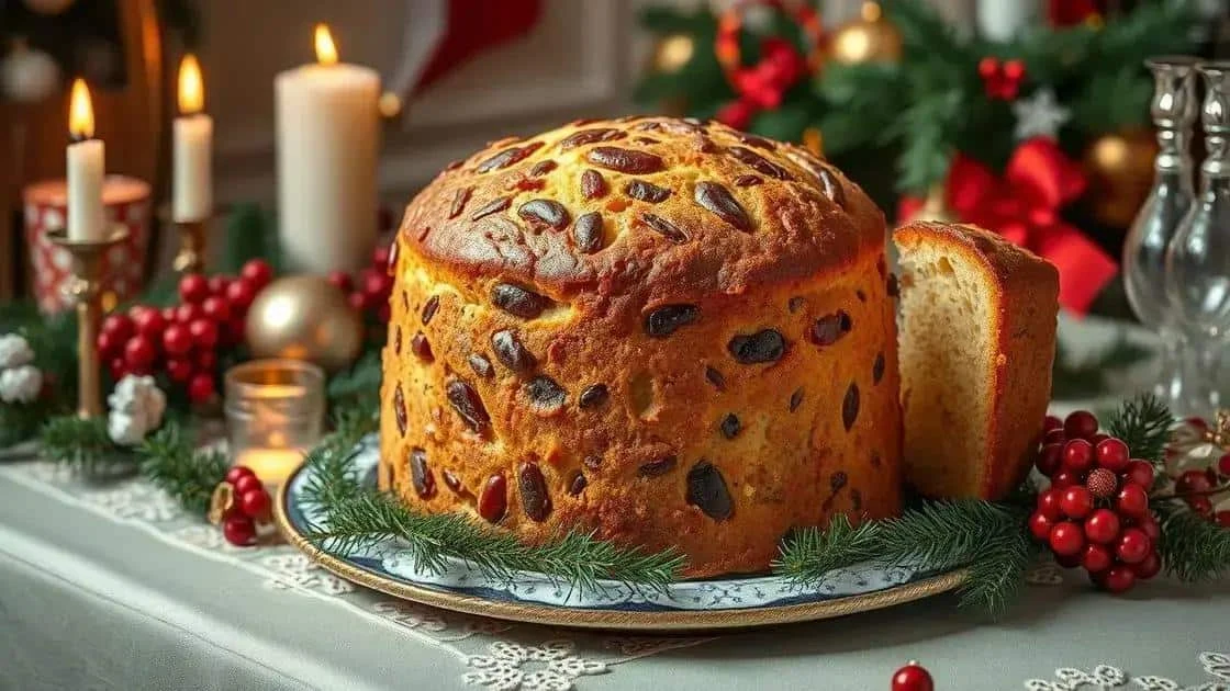 Traditional panettone on a festive table