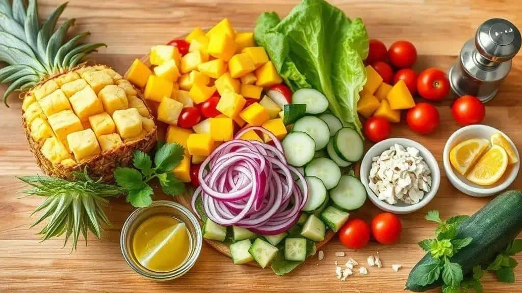 Tropical salad ingredients