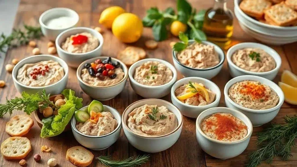 Tuna pate variations in small bowls Tuna pate variations in small bowls