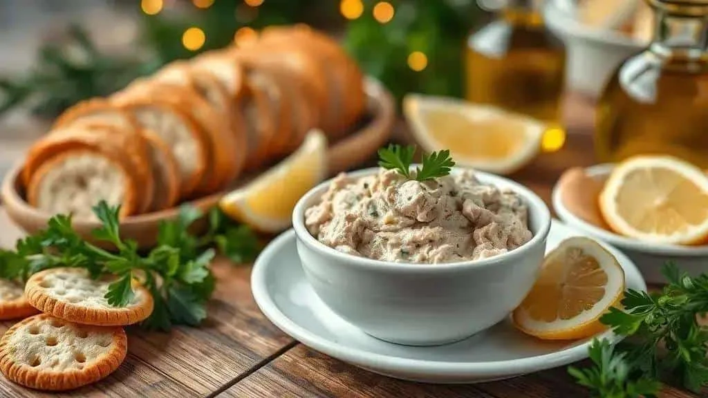 Tuna pate with toasted bread and lemon