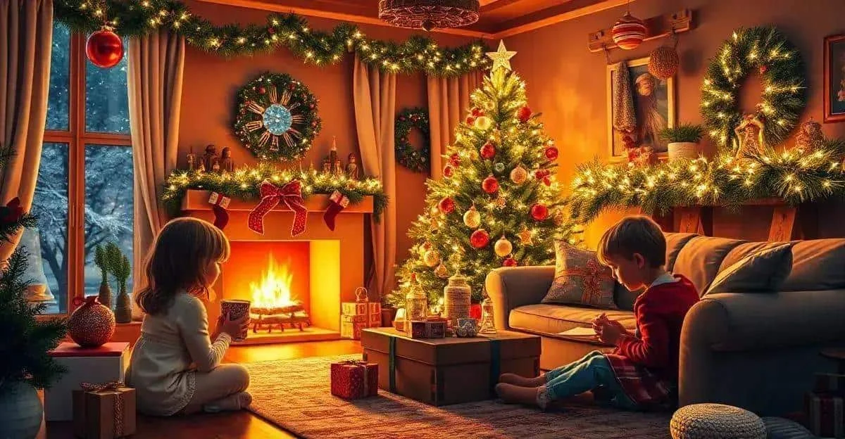 Two children enjoying a quiet Christmas moment