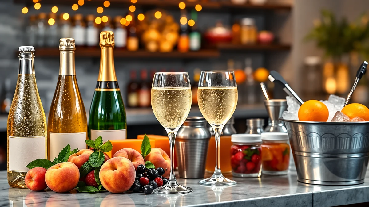 Unbranded sparkling wine bottles fruit and cocktail equipment Unbranded sparkling wine bottles fruit and cocktail equipment