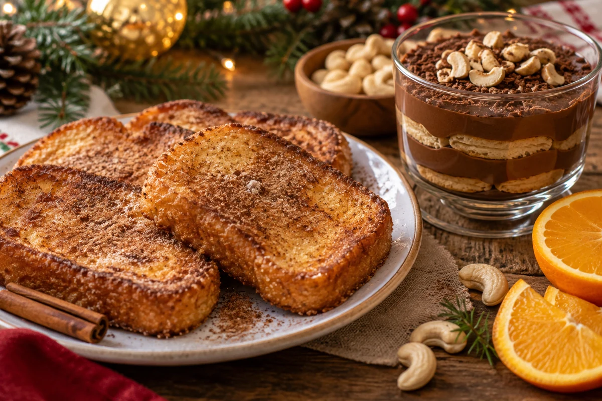 Vegan French toast and chocolate dessert