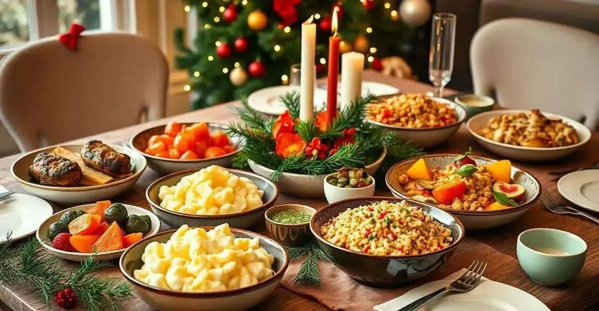 Vegetables and grain dishes served at Christmas