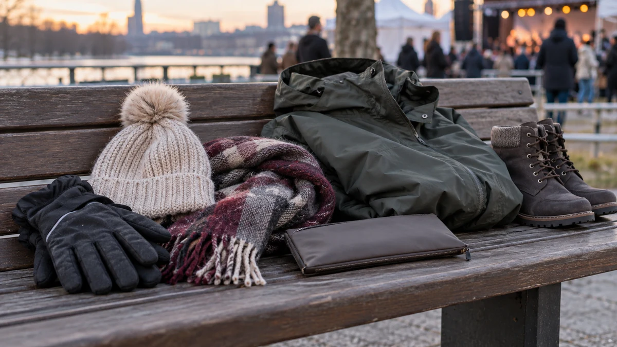 Warm clothes and comfortable boots for an outdoor winter event