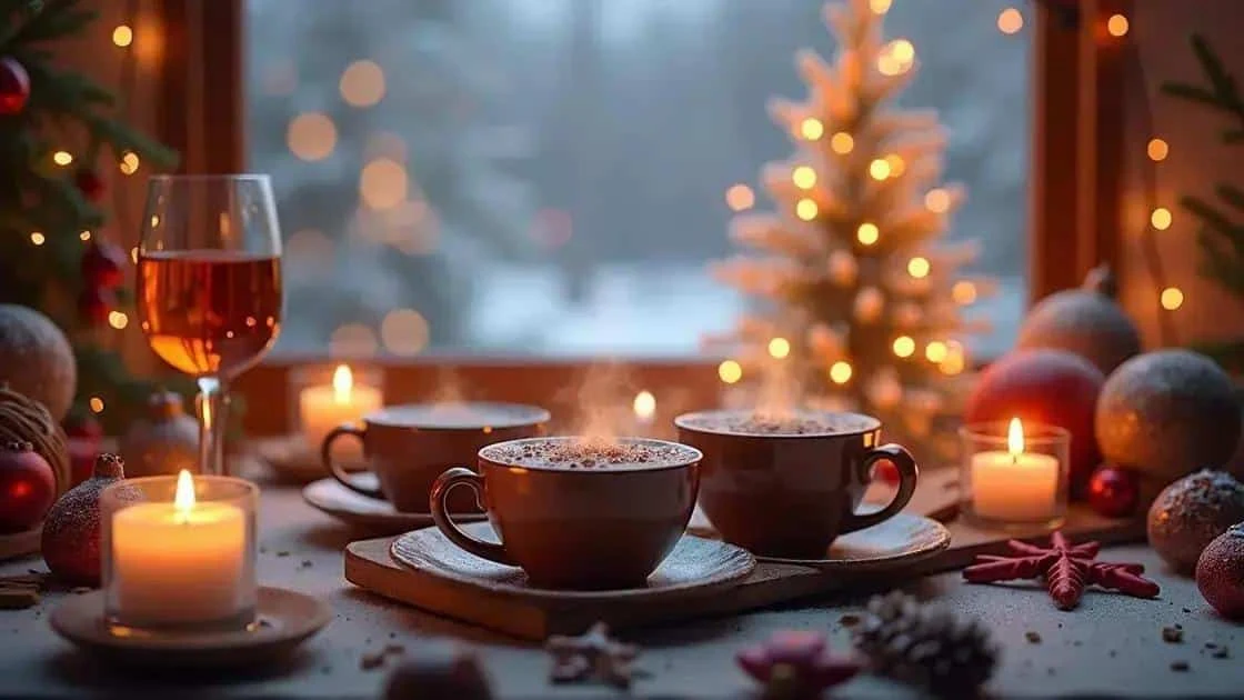 Warm drinks with festive decorations