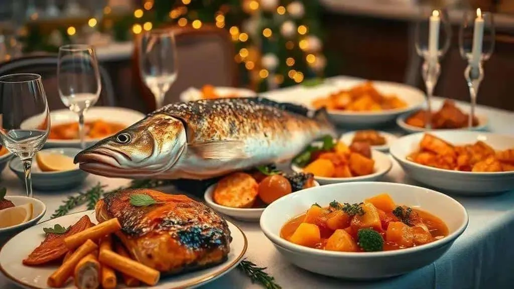Whole fish, salmon and fish stew
