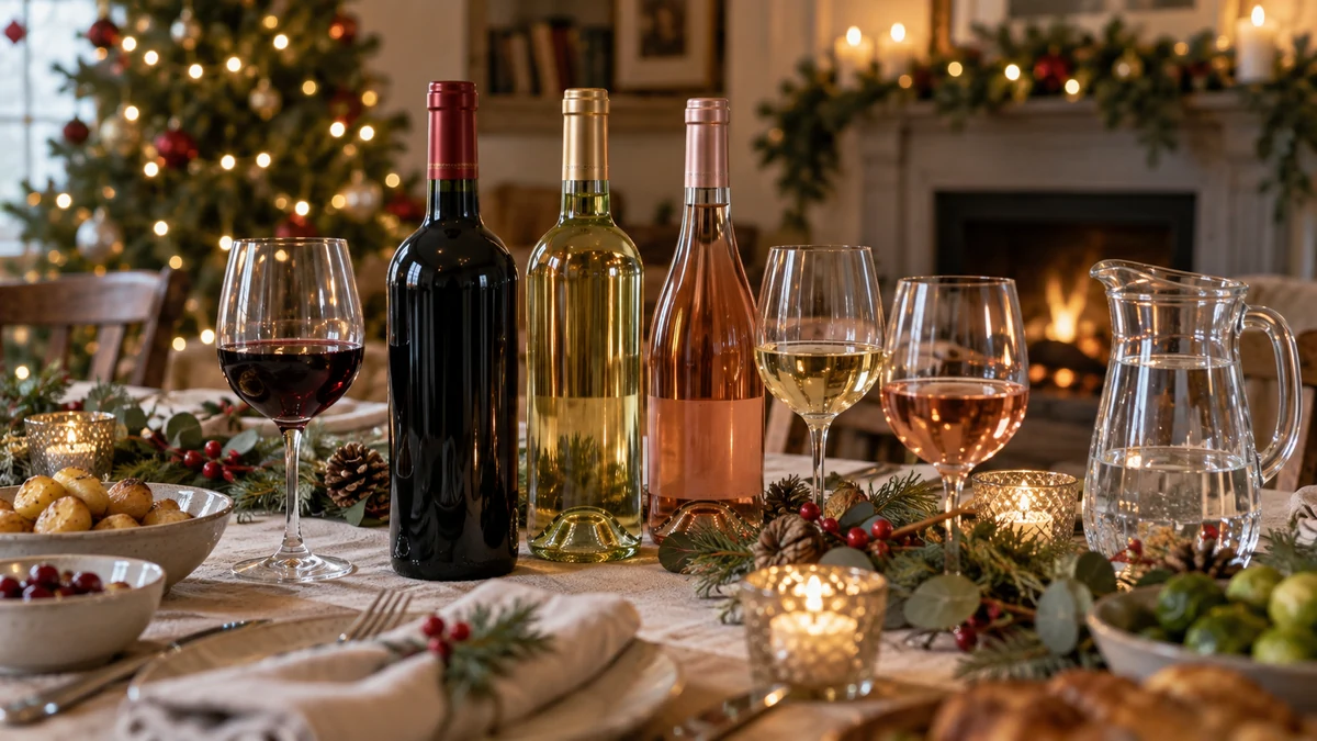 Wine selection with water for Christmas dinner Wine selection with water for Christmas dinner