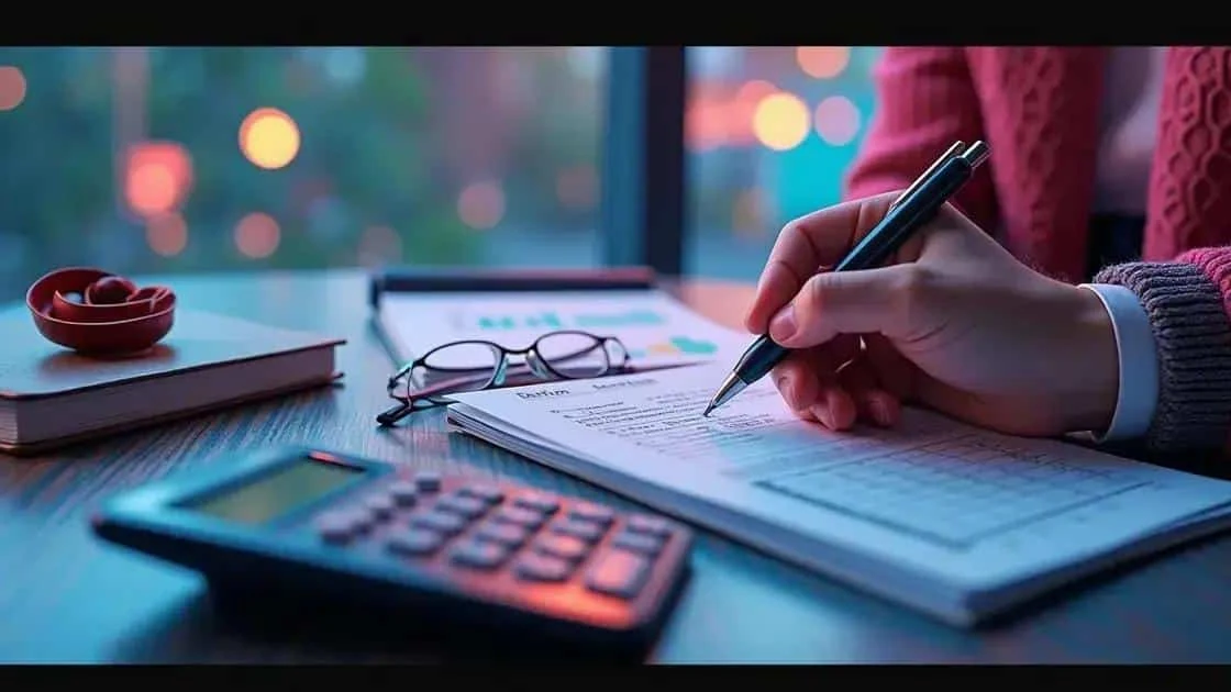 Writing a household budget beside a calculator Writing a household budget beside a calculator