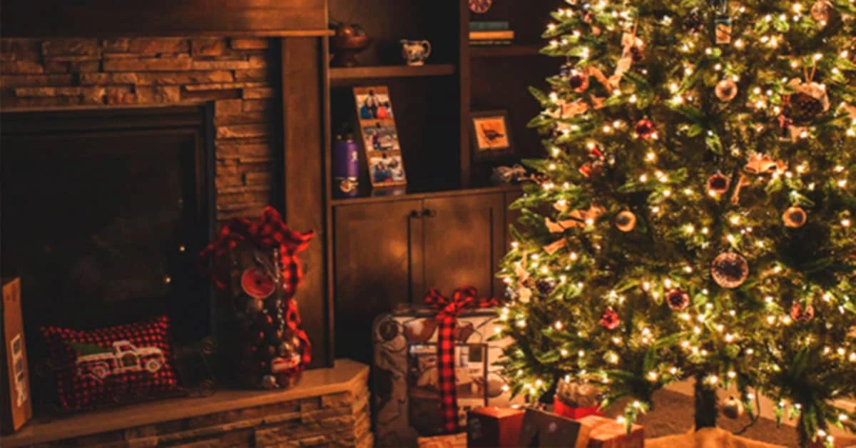 Un sapin de Noël illuminé dans un salon