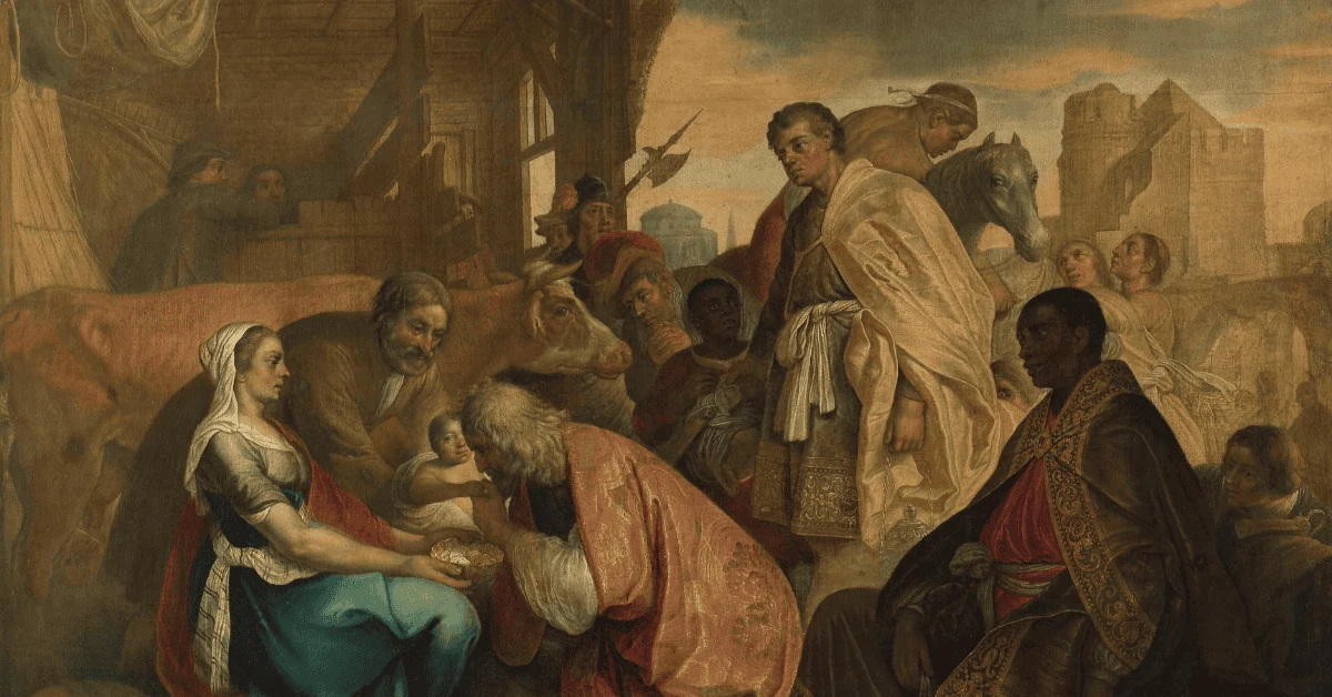 Peinture traditionnelle représentant l’adoration des mages