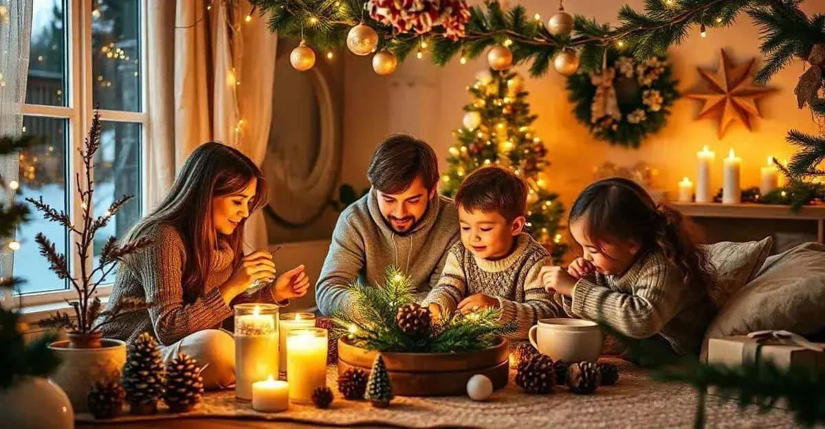 Parents et enfants réalisent des ornements de Noël ensemble