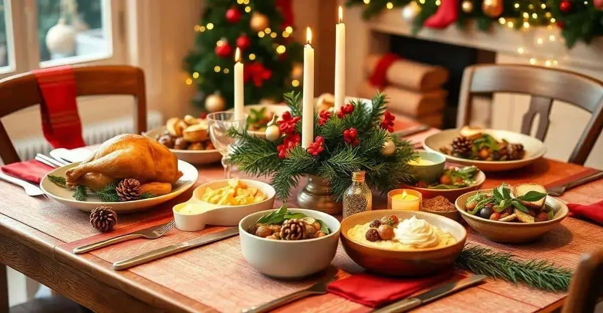 Illustration d’un repas de Noël sur une table festive