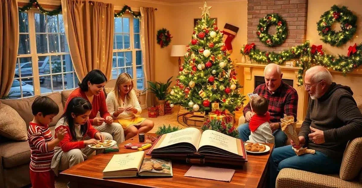 Famille réunie dans un salon décoré pour Noël Famille réunie dans un salon décoré pour Noël