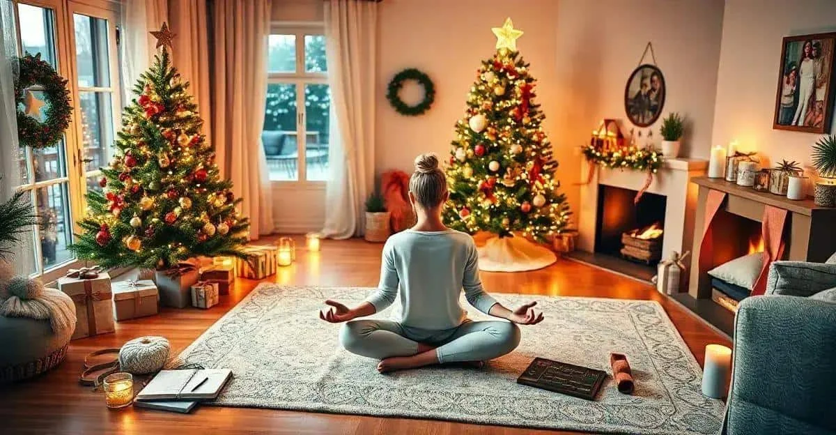 Une personne prend un moment au calme dans un salon de Noël