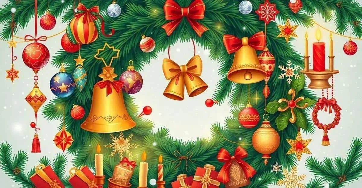 Illustration de cloches, d’étoiles et d’ornements de Noël Illustration de cloches, d’étoiles et d’ornements de Noël