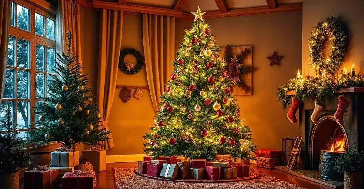 Sapin de Noël illuminé et surmonté d’une étoile Sapin de Noël illuminé et surmonté d’une étoile