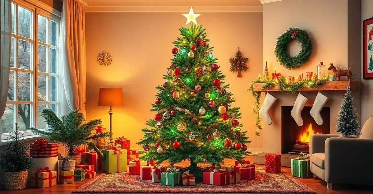 Sapin de Noël installé dans un salon Sapin de Noël installé dans un salon