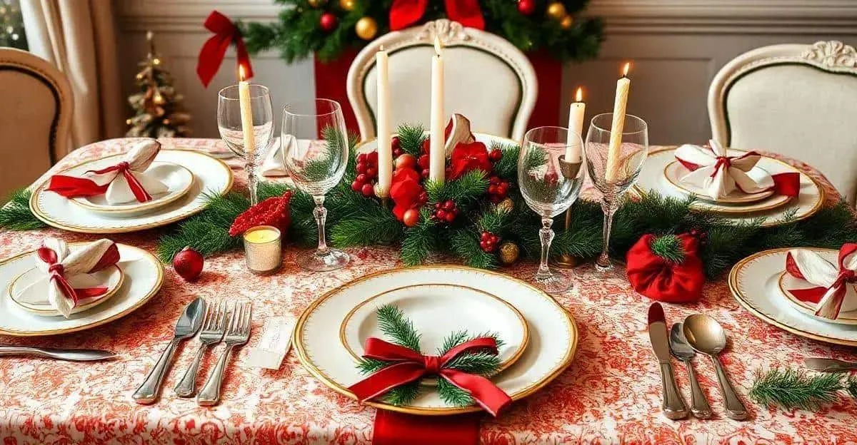 Table de fête avec des serviettes nouées de rubans