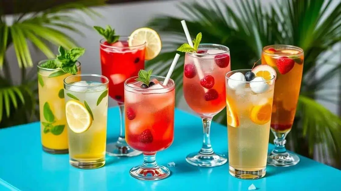 Verres de boissons fruitées avec des garnitures et un décor de Noël