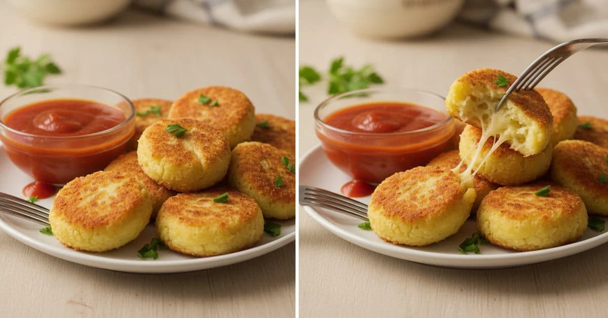 Des bouchées au fromage accompagnées d’une sauce tomate