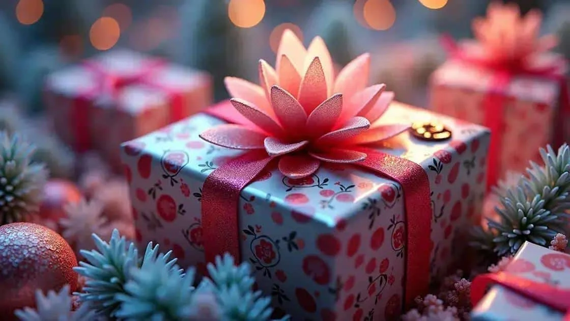 Cadeau décoré d’un nœud en forme de fleur