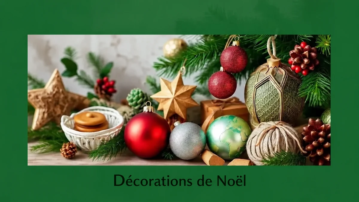 Décorations de Noël associant ornements et matières variées Décorations de Noël associant ornements et matières variées