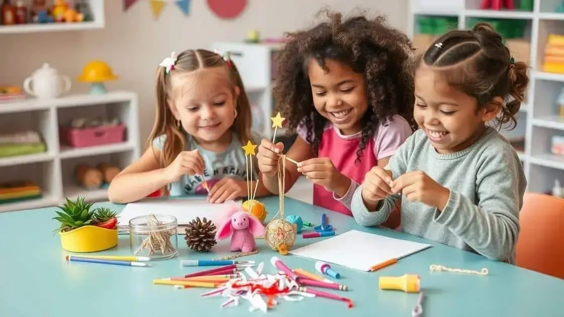Enfants réalisant de petites décorations, illustration d’un atelier créatif Enfants réalisant de petites décorations, illustration d’un atelier créatif
