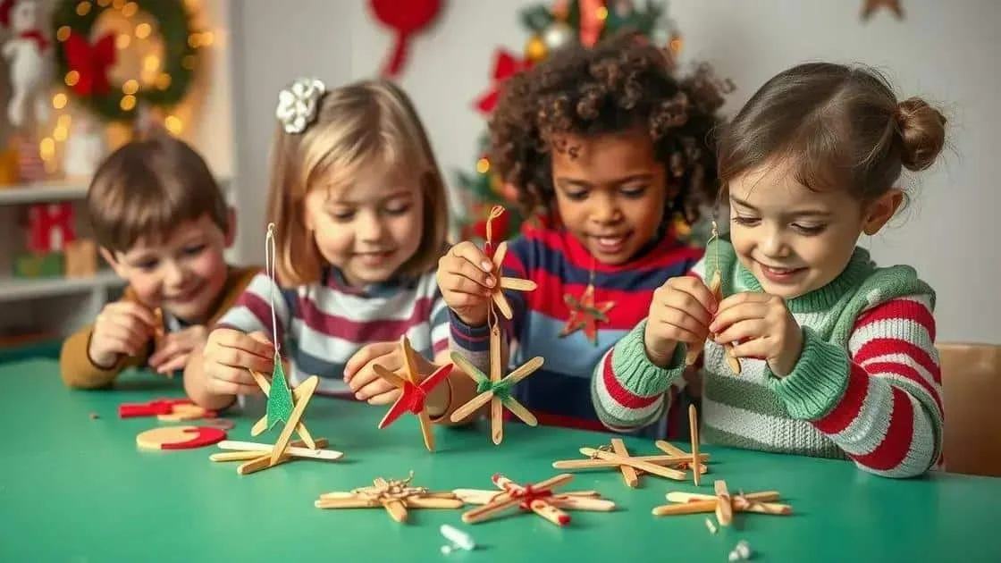 Enfants créant des ornements de Noël en bâtonnets
