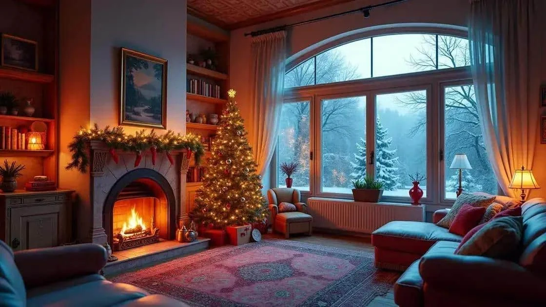 Illustration d’un salon chaleureux décoré pour Noël