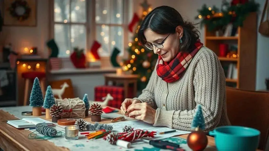 Une femme fabrique des décorations de Noël à la maison
