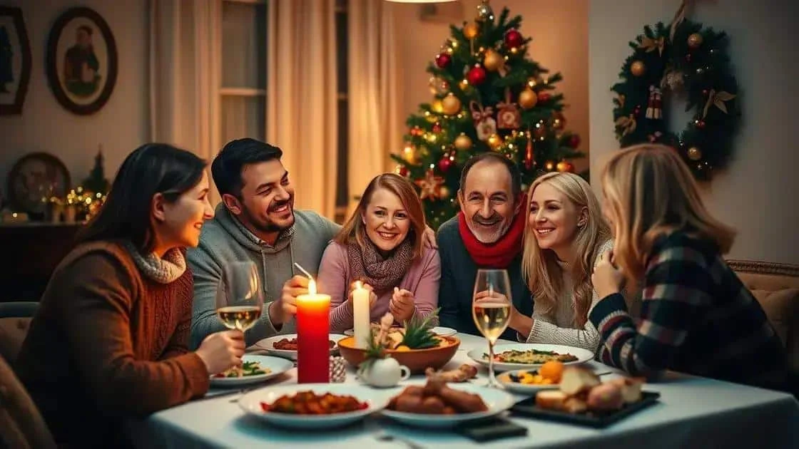 Des proches échangent autour d’un repas de Noël