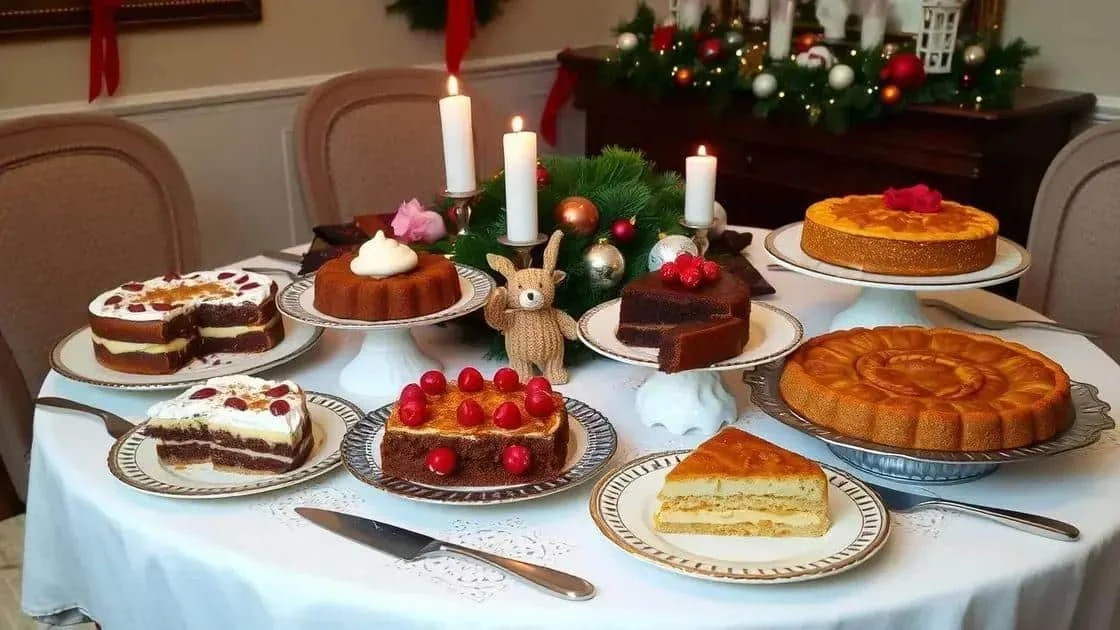 Gâteaux et desserts présentés sur une table de Noël