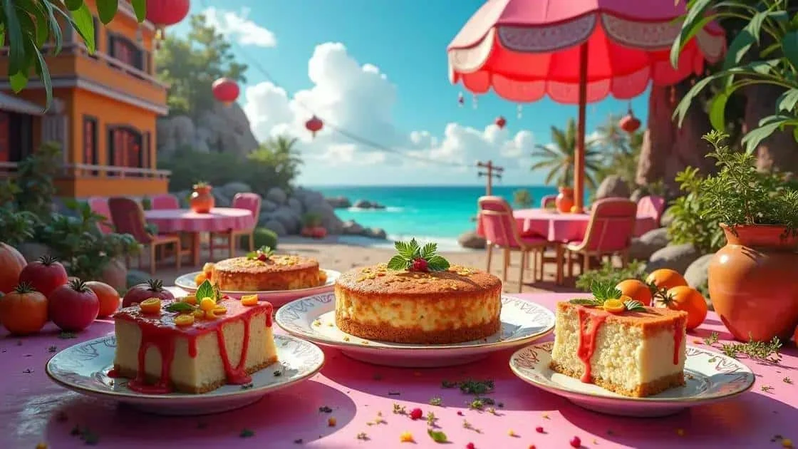 Illustration de gâteaux sur une terrasse au bord de la mer Illustration de gâteaux sur une terrasse au bord de la mer