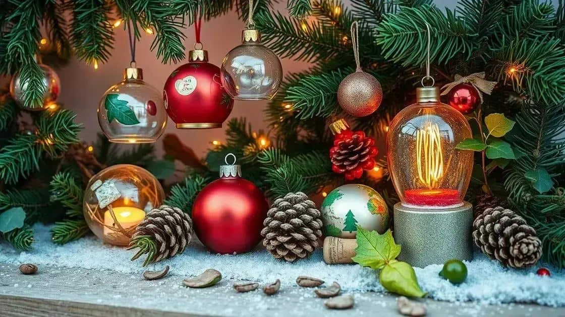Ornements de Noël et éléments naturels dans une composition décorative Ornements de Noël et éléments naturels dans une composition décorative