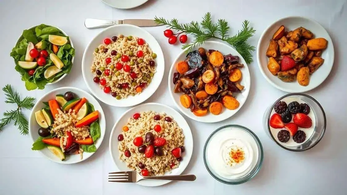 Plats de légumes et de céréales pour une table de Noël Plats de légumes et de céréales pour une table de Noël