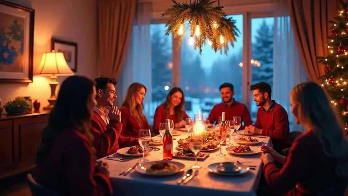 Proches réunis autour d’une table pour un repas de Noël Proches réunis autour d’une table pour un repas de Noël
