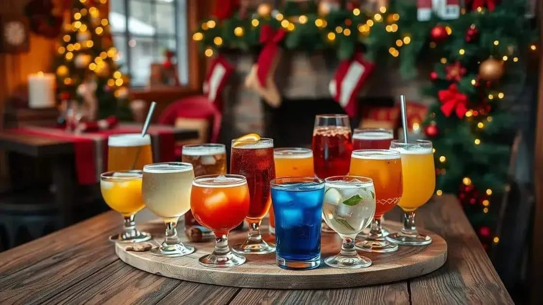 Sélection de verres de boissons colorées pour Noël