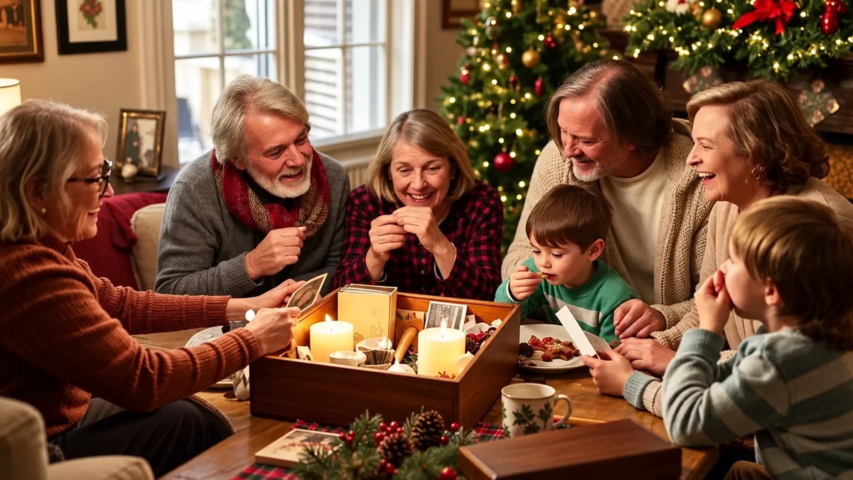 Plusieurs générations partagent des souvenirs autour d’une table de Noël