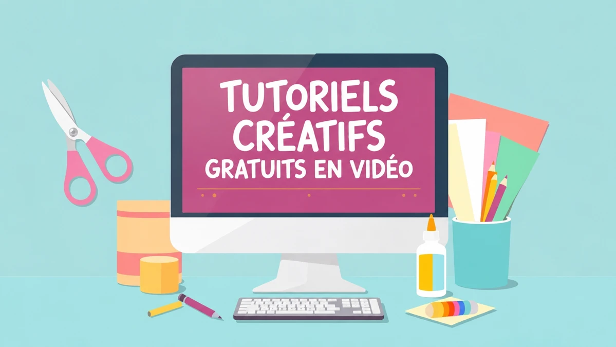 Illustration d’un ordinateur présentant des tutoriels créatifs gratuits en vidéo