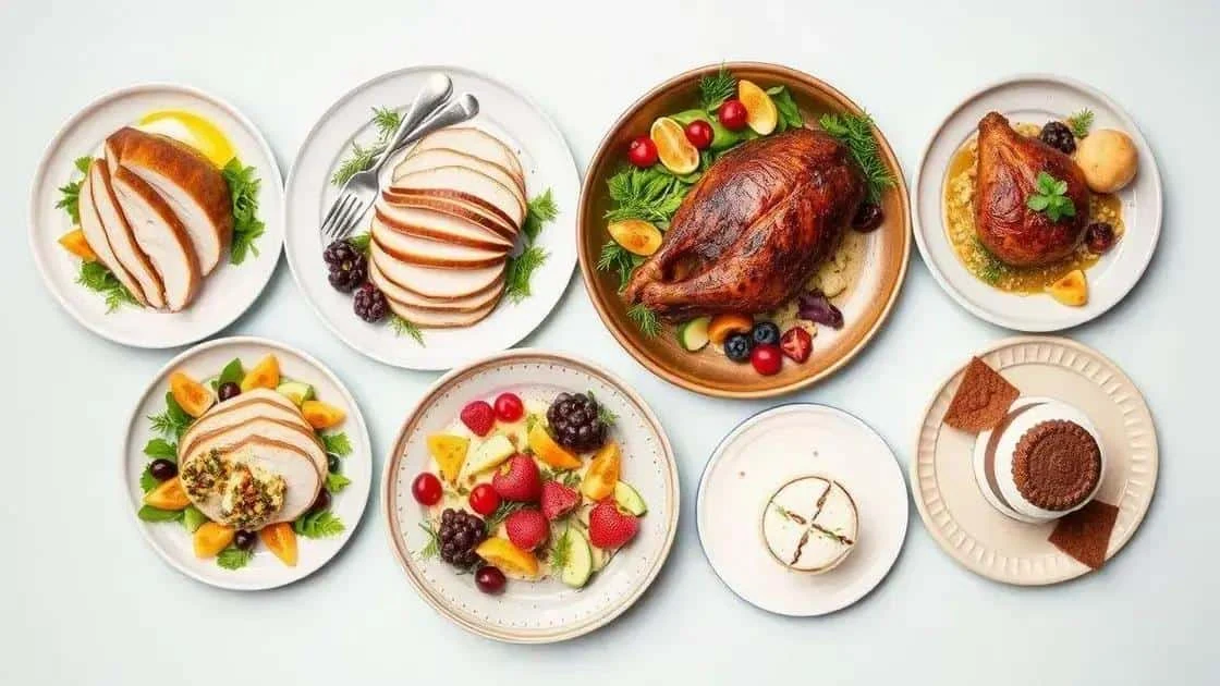 Assiettes de viandes, de fruits et de desserts pour les fêtes