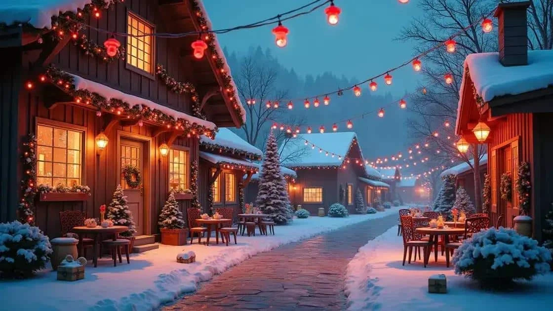 Illustration d’un village décoré de lanternes pour Noël