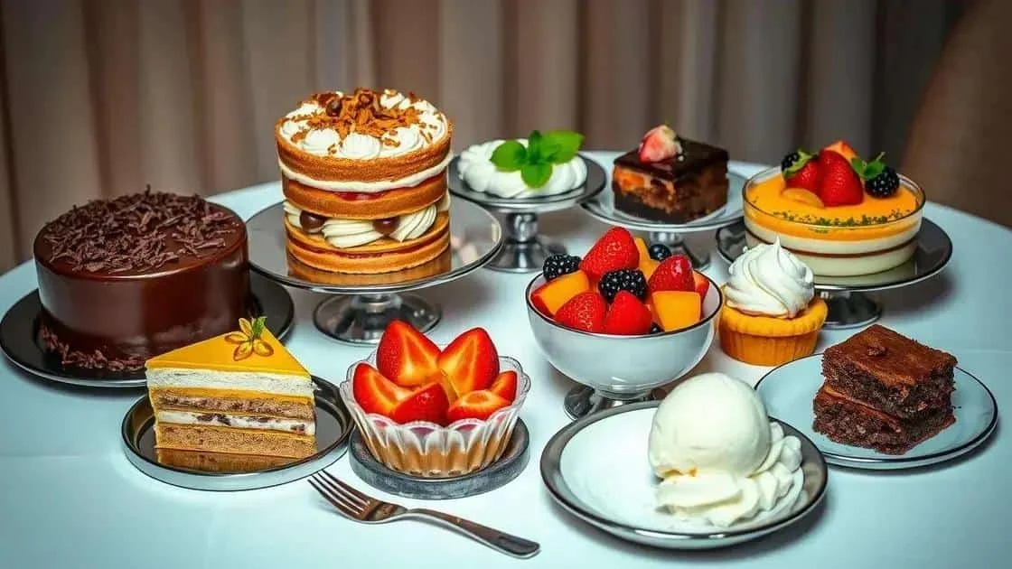 Assortiment de gâteaux, de fruits frais, de brownies et de glace