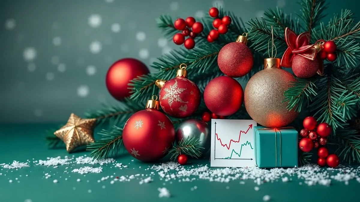 Boules de Noël et petit graphique décoratif sans données financières réelles