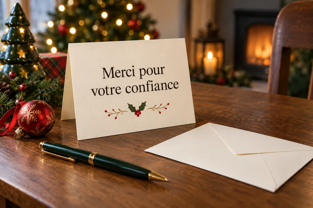 Carte de Noël portant le message « Merci pour votre confiance »