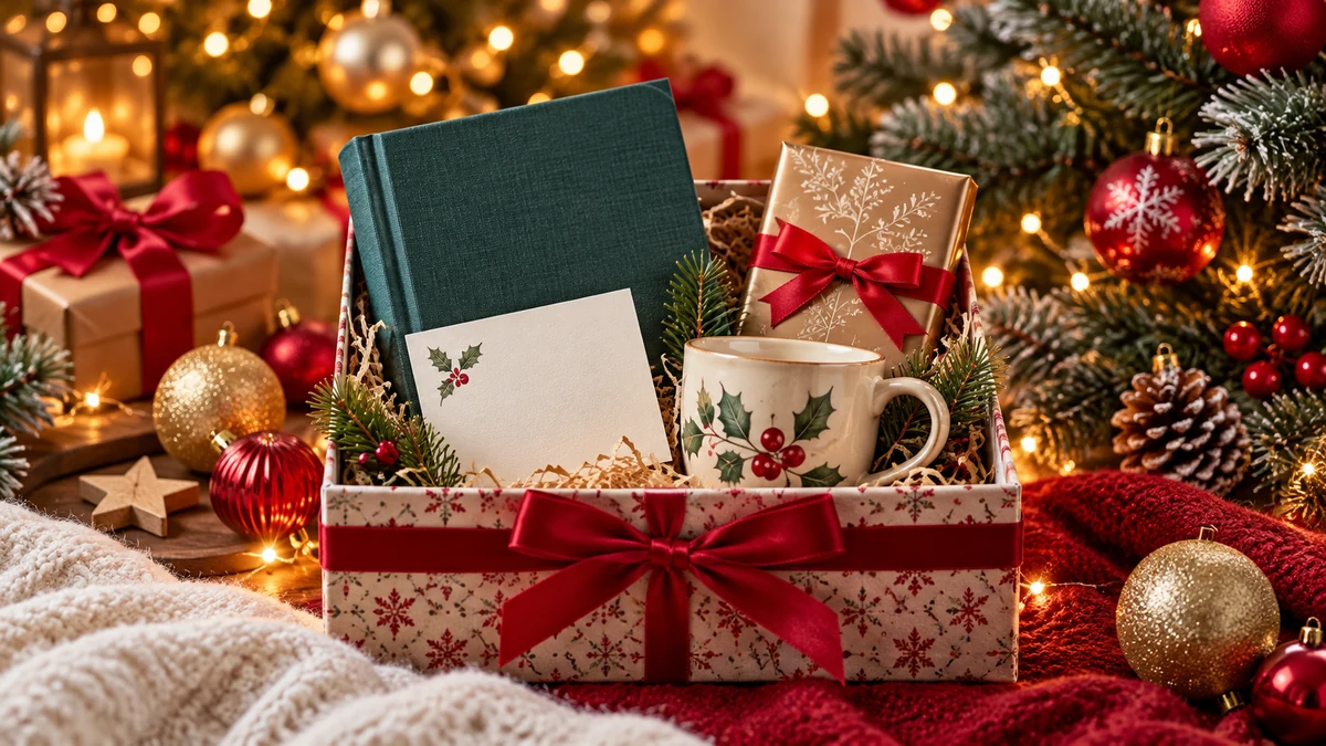 Coffret cadeau contenant un livre, une carte et une tasse décorée Coffret cadeau contenant un livre, une carte et une tasse décorée