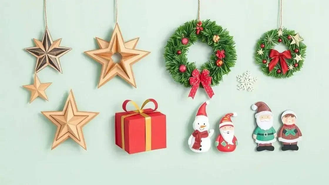 Étoiles et personnages de Noël présentés comme décorations murales