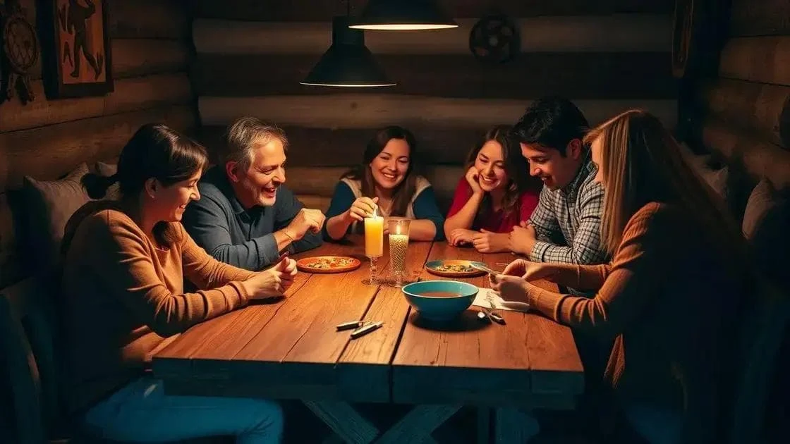 Famille discutant autour d’une table en bois