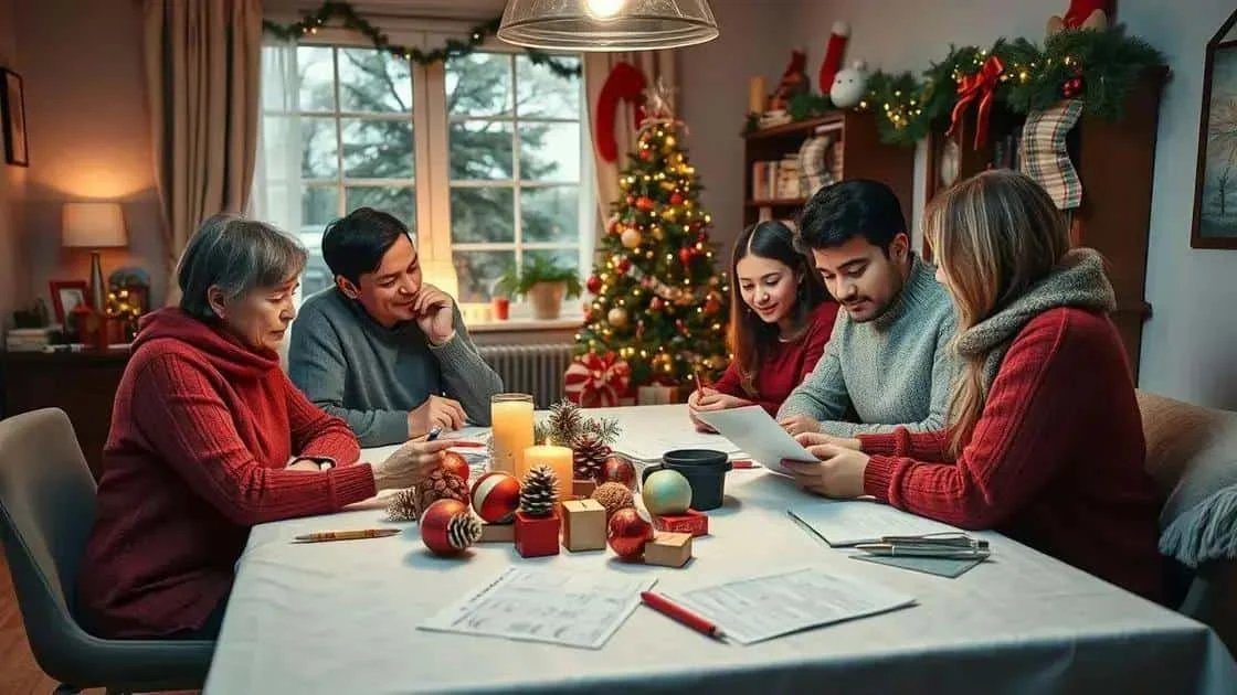 Une famille discute de ses projets autour de documents sur une table Une famille discute de ses projets autour de documents sur une table